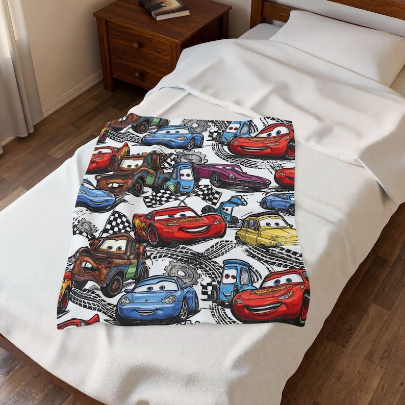 Lightning McQueen Cars Plush Blanket | Velveteen Cozy Kids Car Throw image 4