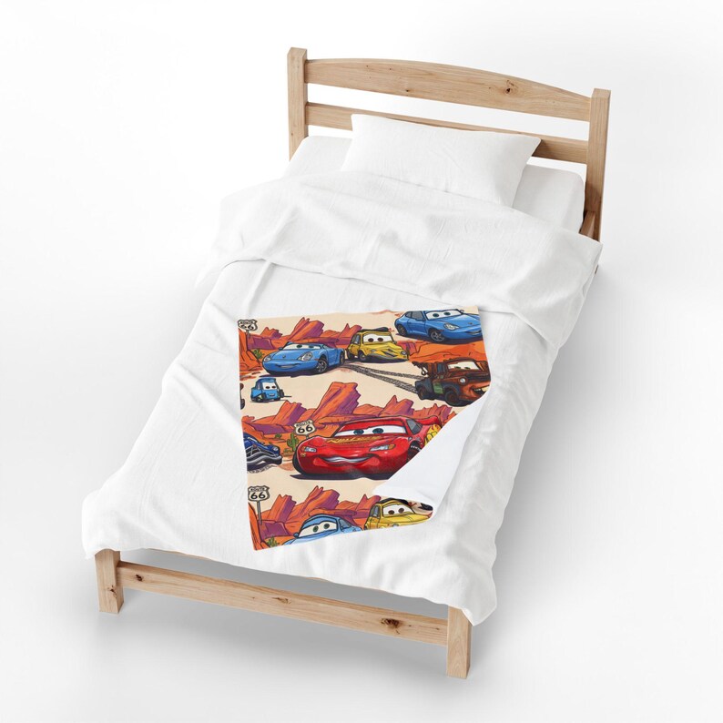 Lighting McQueen and Mater & Guido Finish Line Cars Blanket | Velveteen Plush Blanket image 6