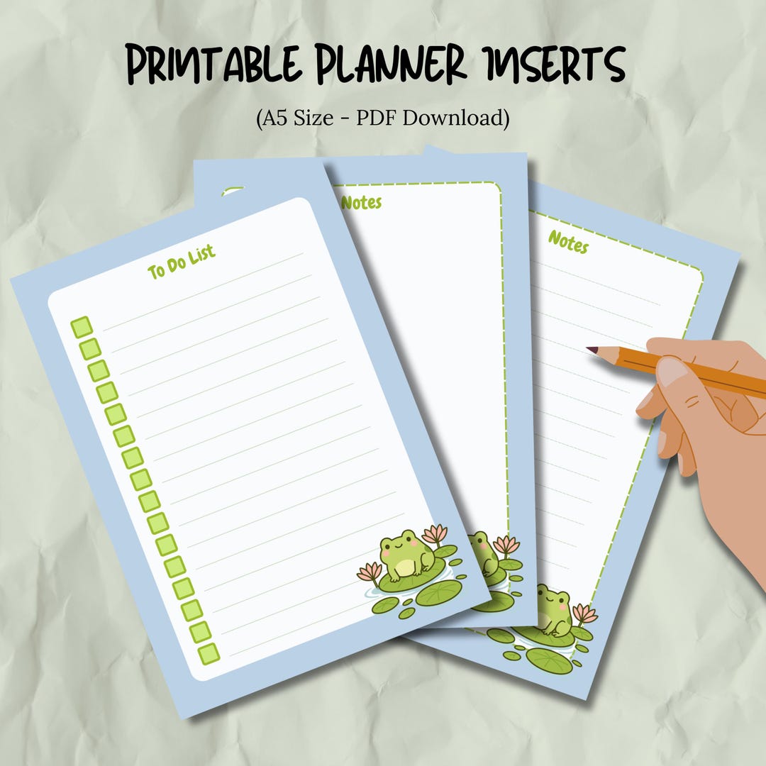 Frog Notes.pdf Spring Frog Notes & to Do List | A5 Planner Insert Bundle, Digital ...