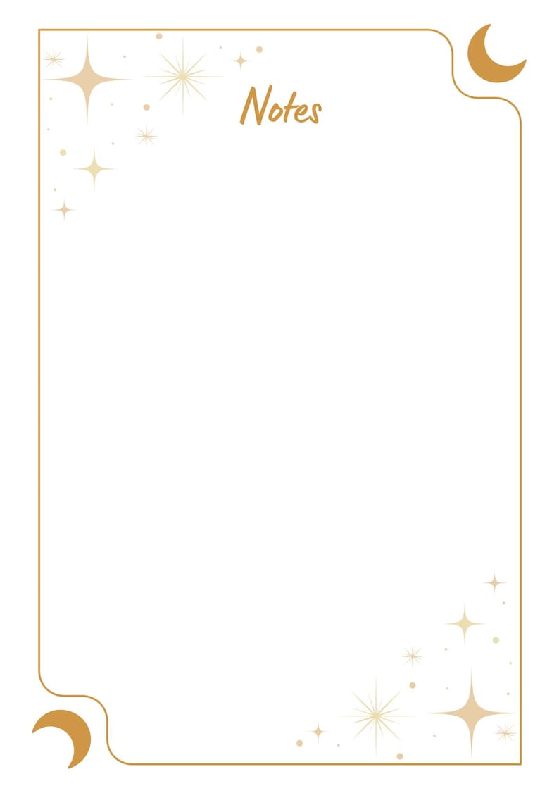 Gold Moon & Stars A5 Notes Page: Celestial Printable (PDF Download - Etsy