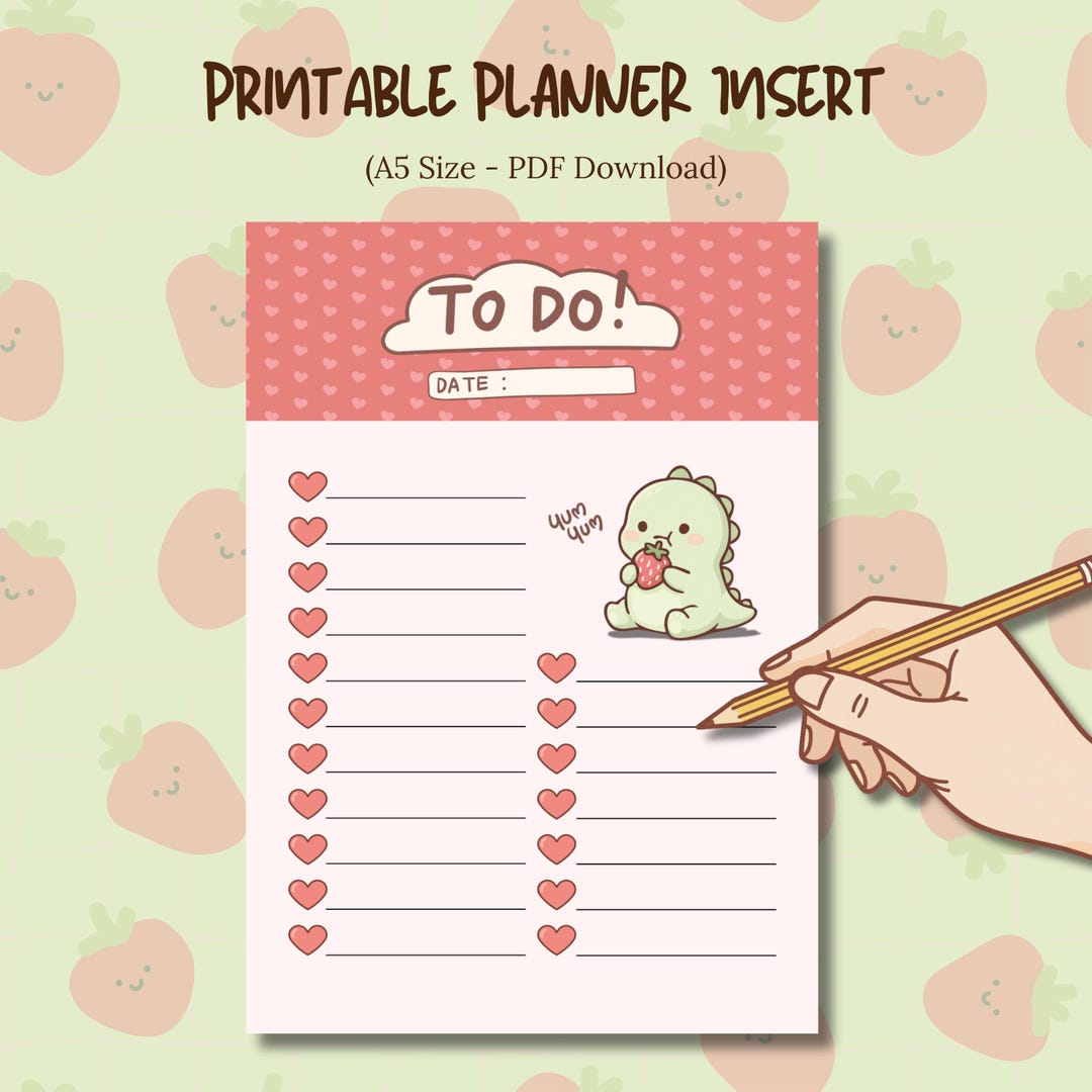 Printable to Do List Planner Insert | Cute Dinosaur | A5 PDF Download ...