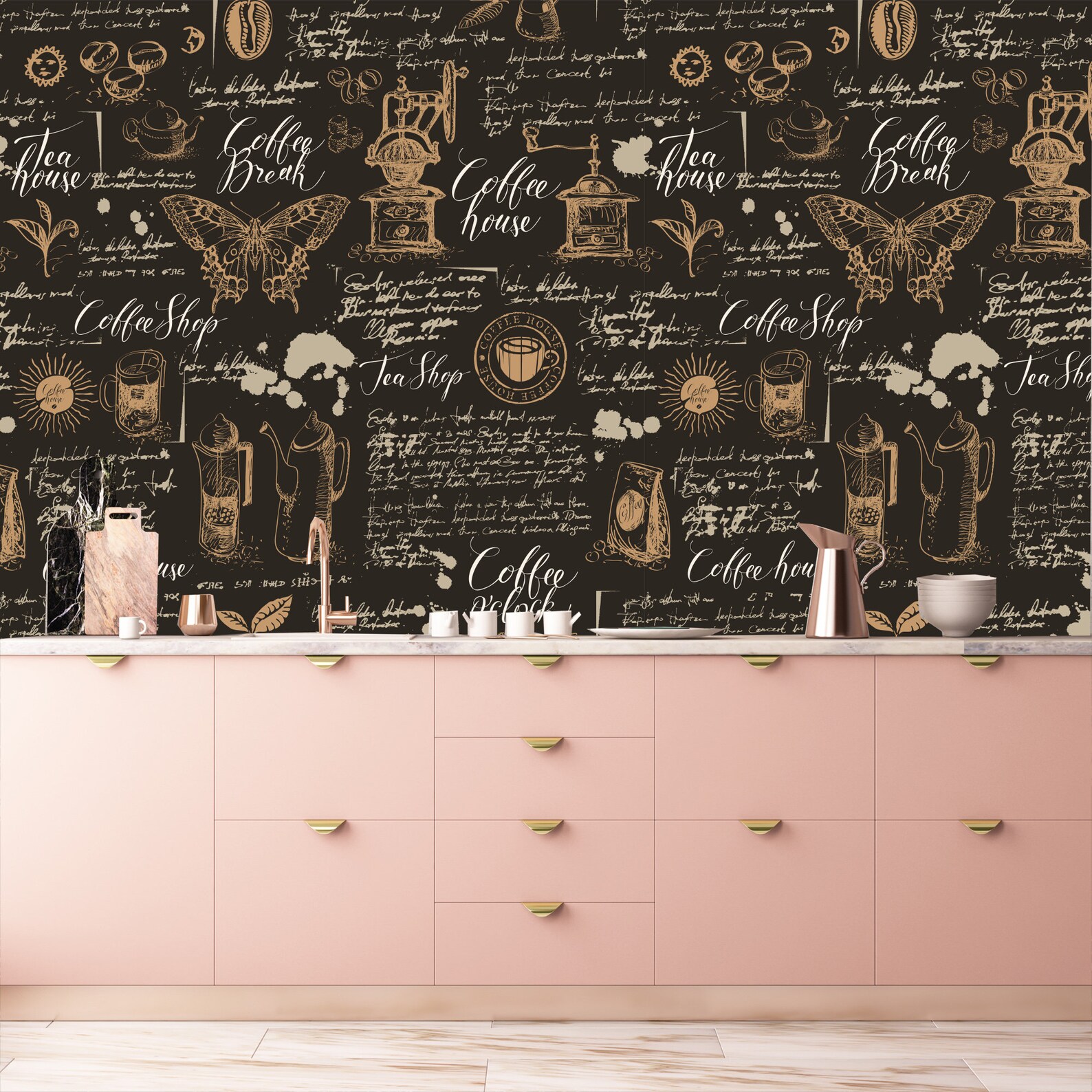 Wall Paper Peel and Stick Coffee Theme Coffee Beans Mural Etsy