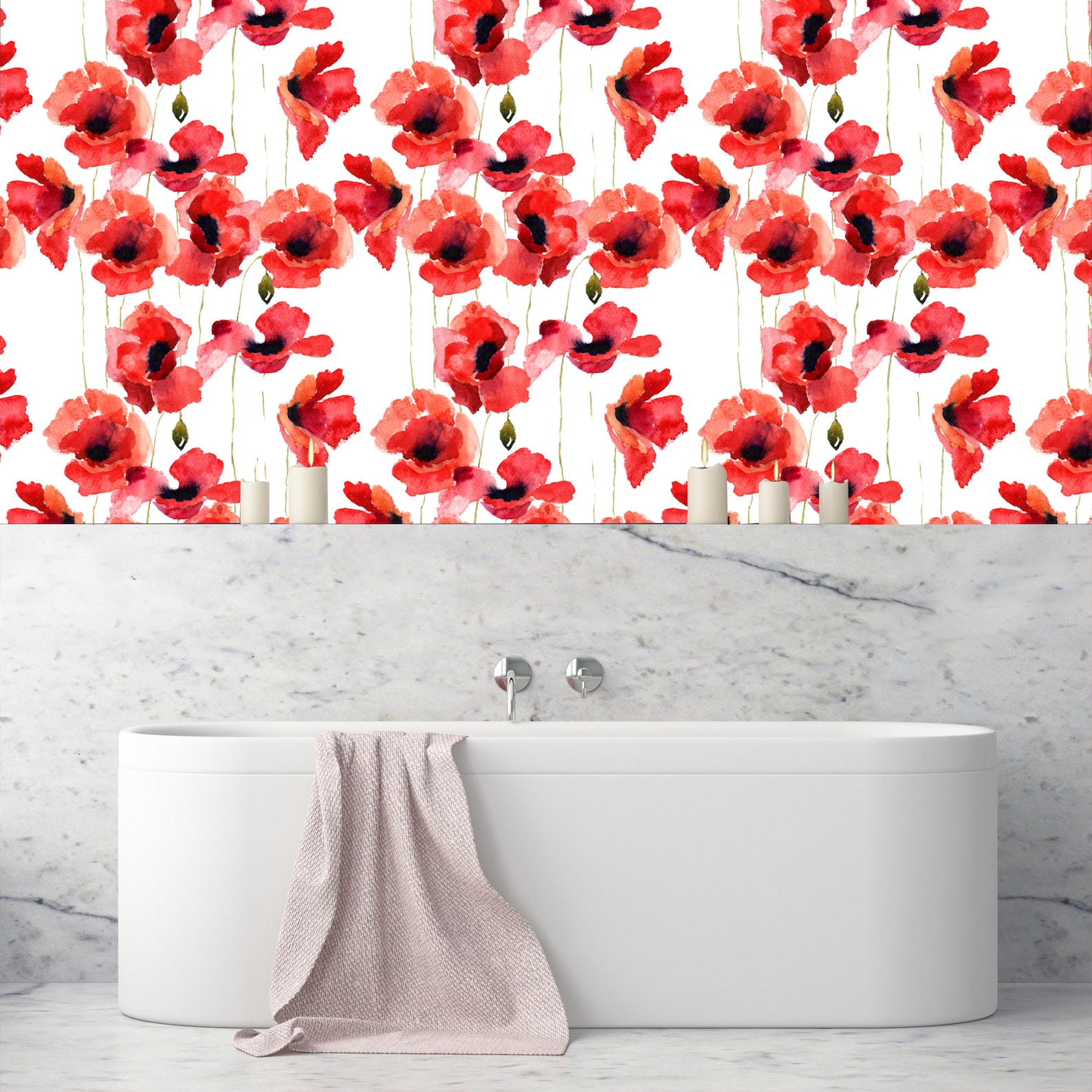 Red Poppies Peel and Stick Wallpaper wall Paper Removable | Etsy