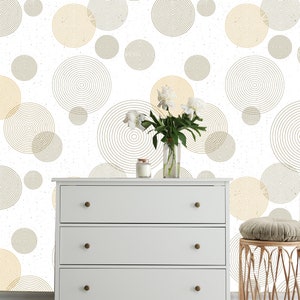 Bomshel Circles Peel and Stick Wallpaper,  Kids Room Circles Removable Wallpaper , Geometrical Peel and Stick Wallpaper