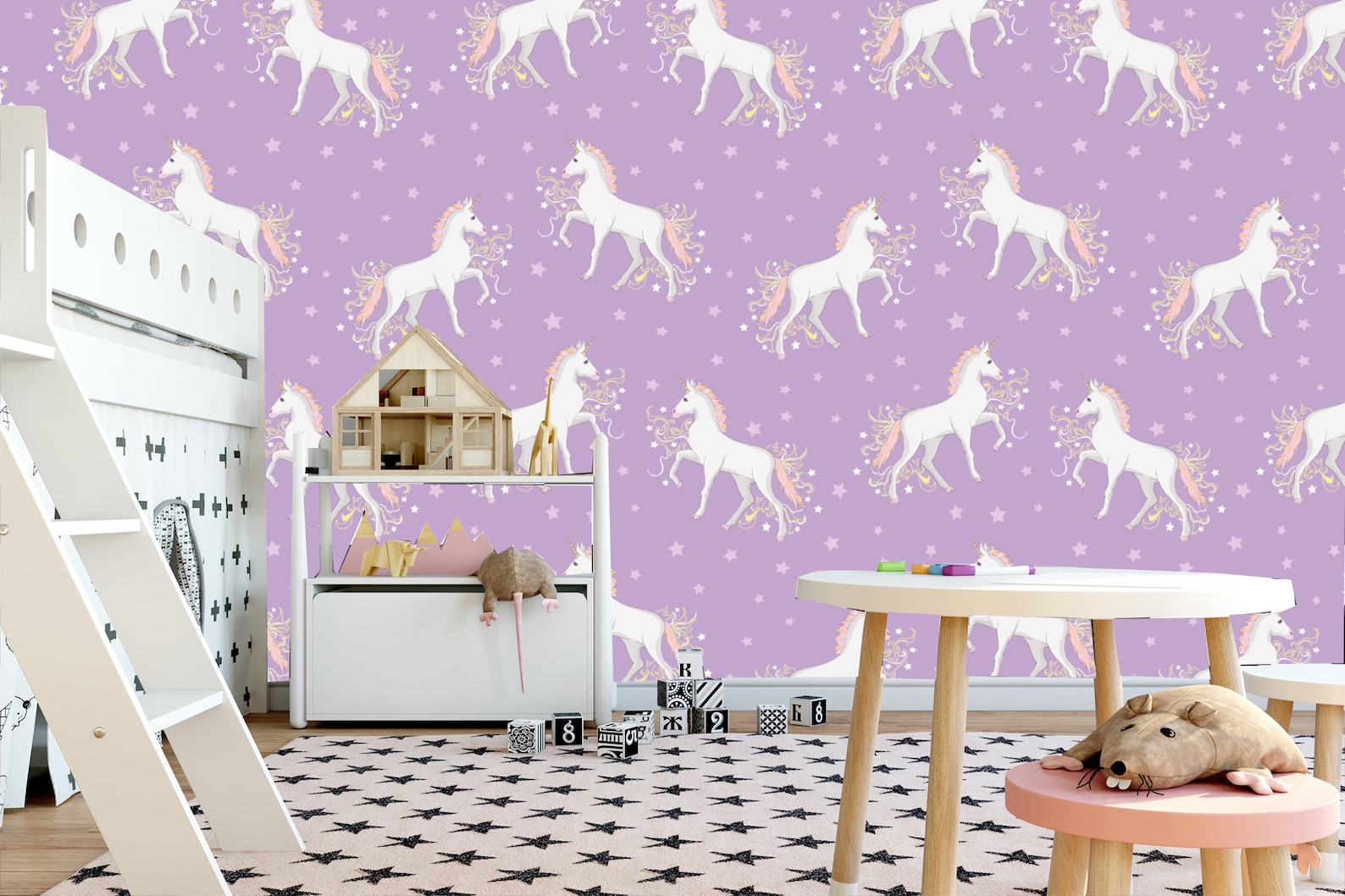Unicorn Wallpaper Peel and Stick Unicorn Wallpaper Nursery | Etsy