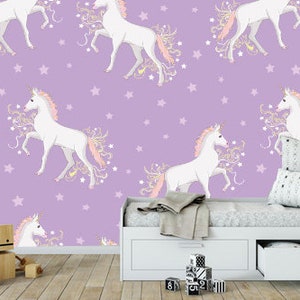 Dark Unicorn Wallpaper Fantasy Wall Art Space Wall Print Universe Unicorn Wall Decor Moon and Star Self Adhesive Wallpaper Peel /& Stick X380