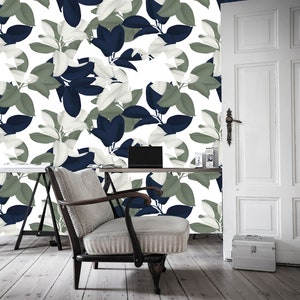 Tropical Flowers,Peel and Stick, Wallpaper, Removable wallpaper,Wall Decor, Nursery Decor, Home Decor
