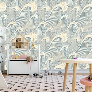 Wellen abnehmbare Tapete, Peel and Stick Tapete Wellen, Ocean Waves Wandpapier abnehmbar
