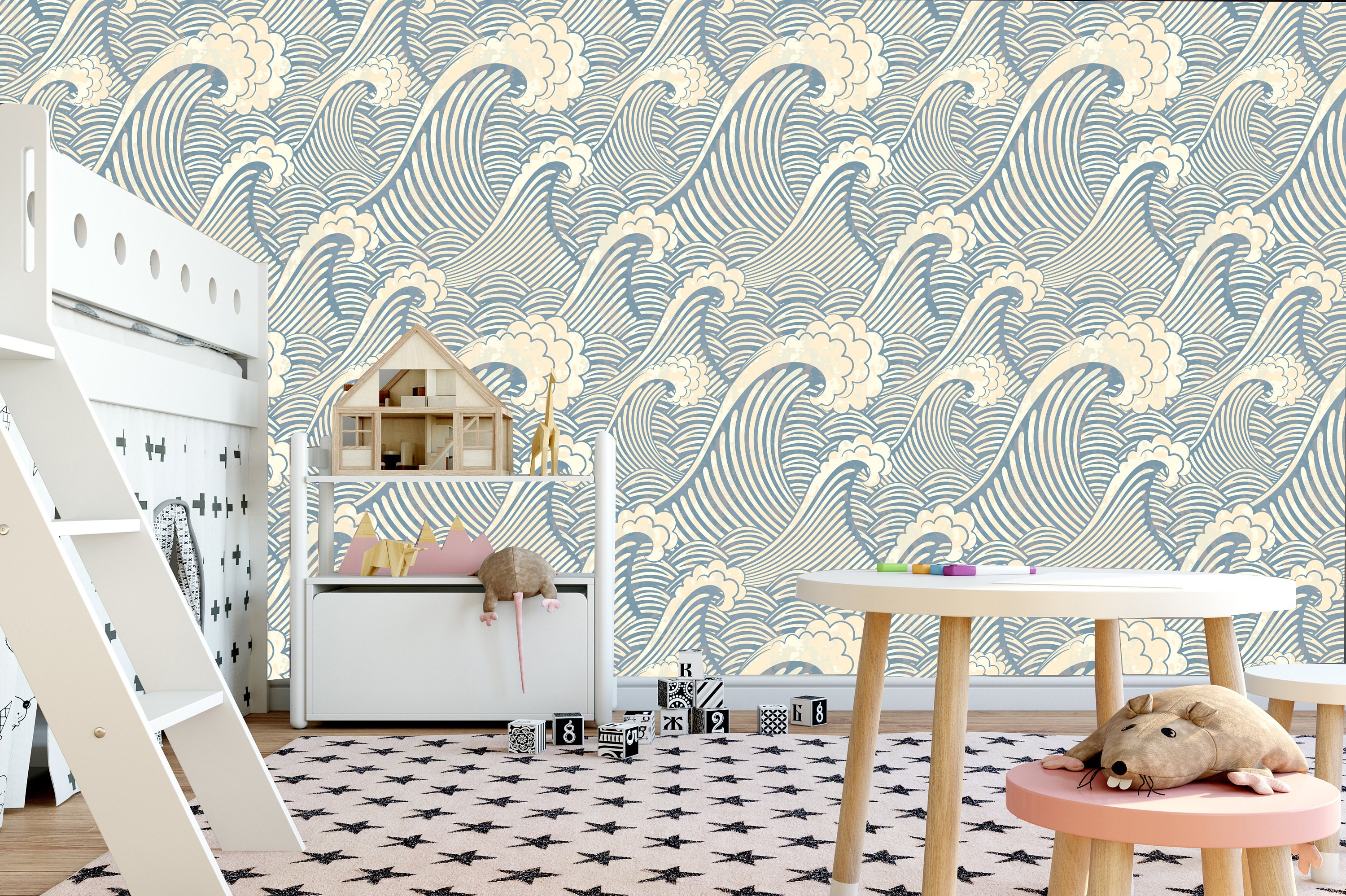 Waves Removable Wallpaper Peel and Stick Wallpaper Waves - Etsy UK