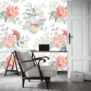 Floral Wallpaper, Removable Wallpaper, Nursery Decor, Peel and Stick, Wall Decor, Wallpaper