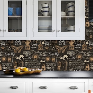 Wall paper peel and Stick Coffee theme , Coffee Beans mural wallpaper,Removable wallpaper coffee beans, Cafe Shop  murals wall paper