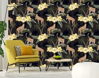 Papier peint léopard : décoration murale amovible tropicale