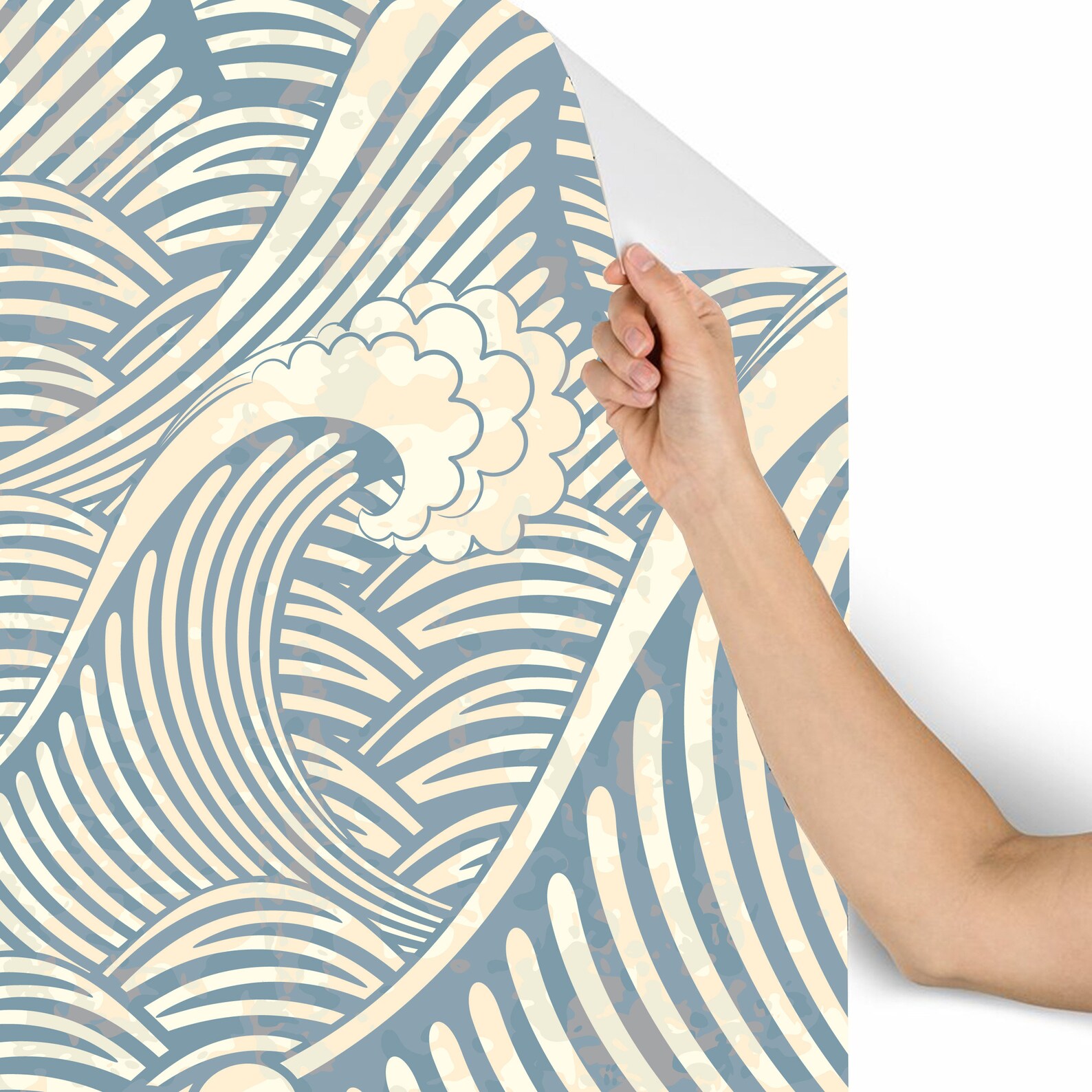 Papier peint mural 3D Orchidée Mer Papier peint autocollant en vinyle amovible pour décoration de la maison, 90 x 203 cm (l x H