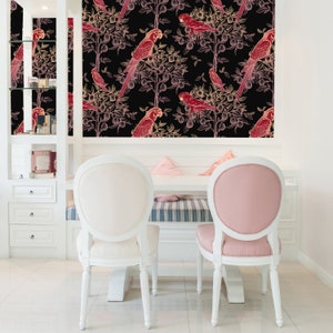 Bird wallpaper, Peel and Stick wall paper, Tree murals wallpaper , Removable wallpaper tropical, Wallpaper Tropical Bird