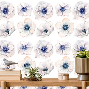 Anemone Petals Peel and Stick Wallpaper, Removable Wallpaper Anemone Flowers