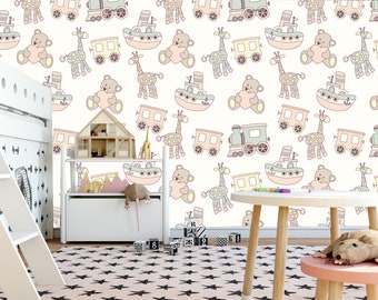 Animals Nursery Wallpaper: Peel and Stick Removable Mural