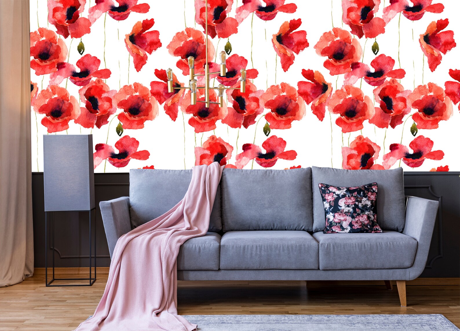 Red Poppies Peel and Stick Wallpaper wall Paper Removable | Etsy