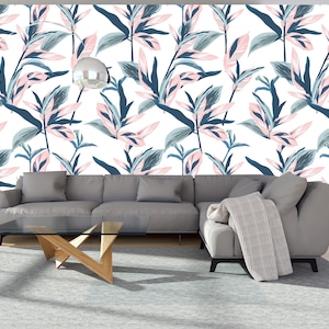Wallpaper Tropical , Peel and Stick Wallpaper leaves, Temporary tropical leaves