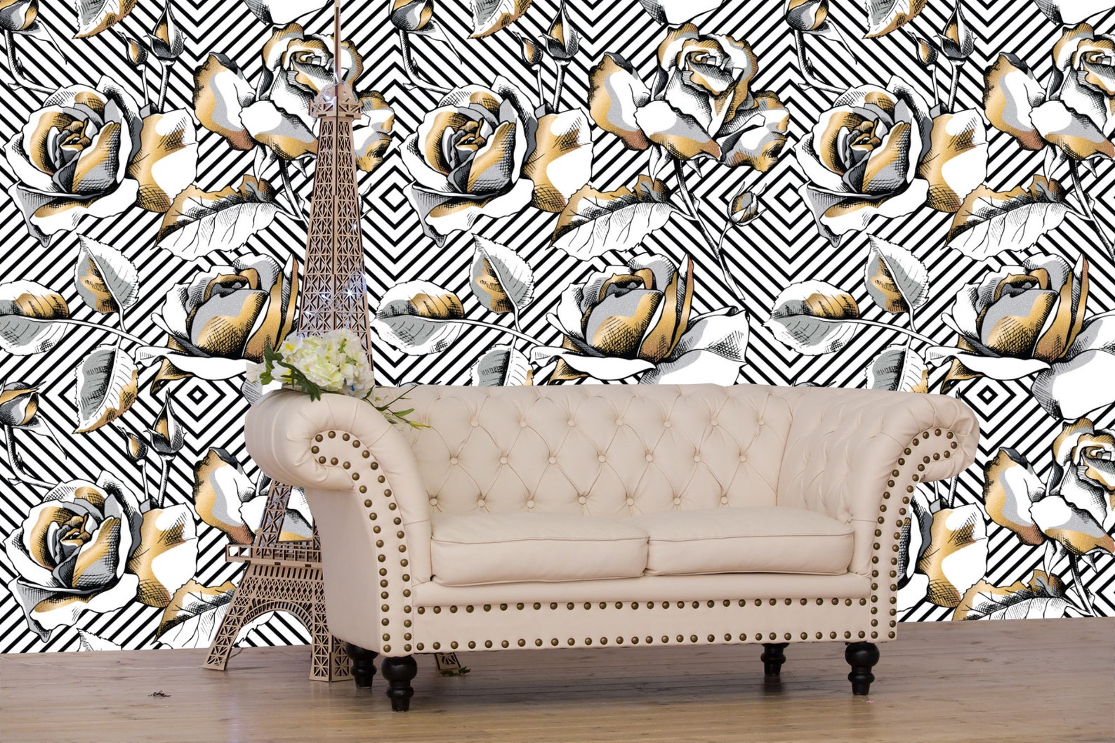 Rose Gold Peonieswallpaper Peel and Stick Removable Wall - Etsy