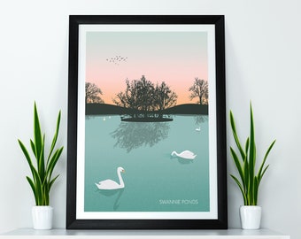 Dundee, Scotland Print // Swannie Ponds // Minimalist Poster