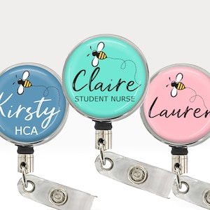 PERSONALISED Bumblebee Custom Name Retractable ID Card Badge Reel Door Pass Holder