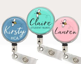 PERSONALISED Bumblebee Custom Name Retractable ID Card Badge Reel Door Pass Holder