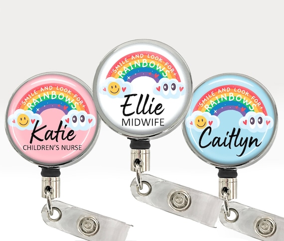 HAND MADE RETRACTABLE BADGE REEL FOR NHS ID CARD HOLDER RAINBOW ** UK SELLER ** 