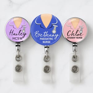 PERSONALISED Medical Uniform Tunic with Fob Watch Retractable ID Card Badge Reel for Nurse or Health Care Assistant