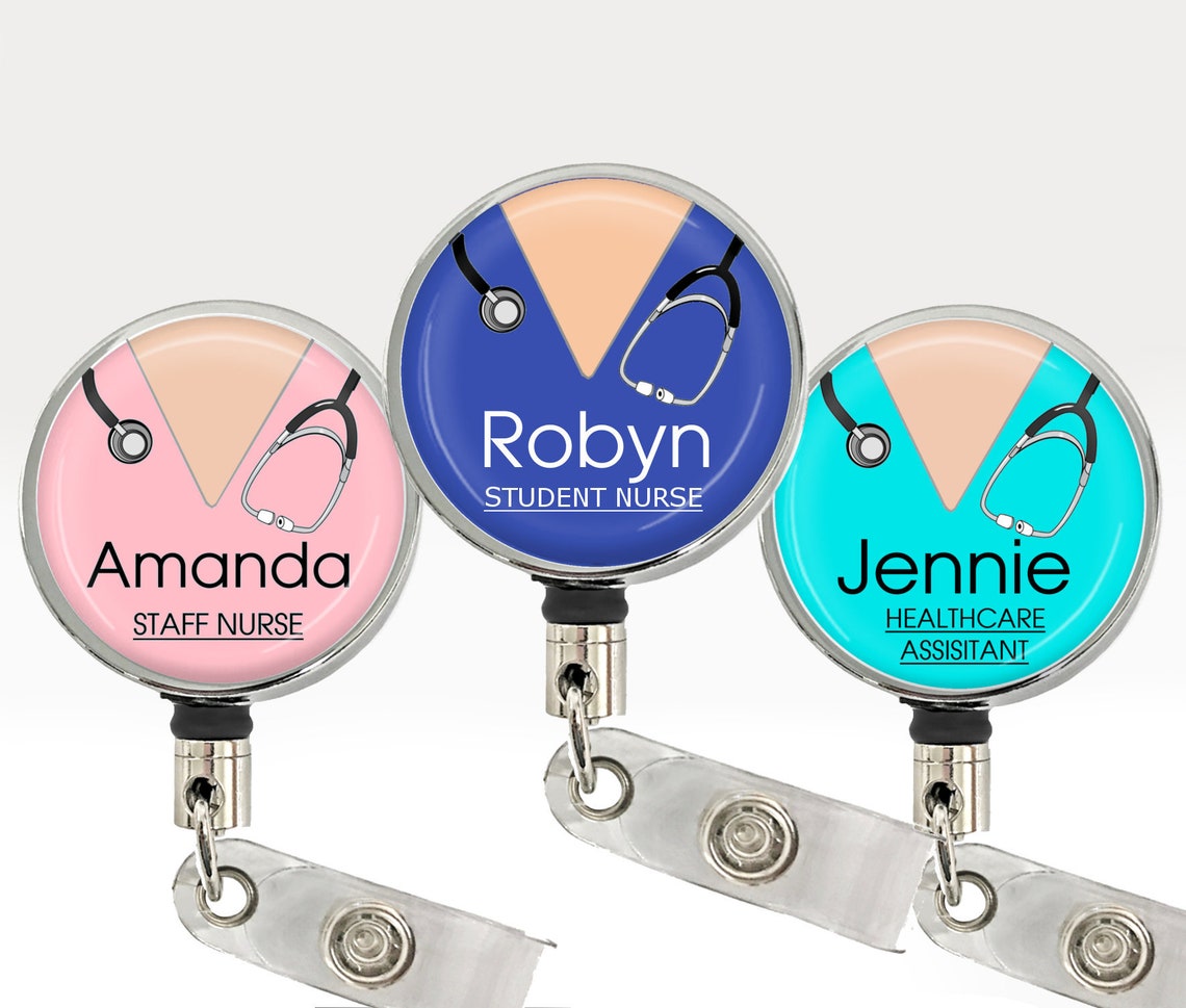 Personalised Nurse Uniform Name Retractable ID Card Badge Etsy