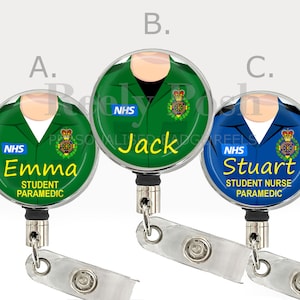 PERSONALISED Paramedic Ambulance Service Custom Name Retractable ID Card Badge Reel Pass Holder