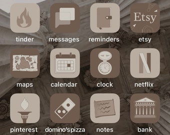 Light Academia App Icons, beige, brown, fall, neutral aesthetic, autumn, classy homescreen, iphone + android theme, wallpaper backgrounds