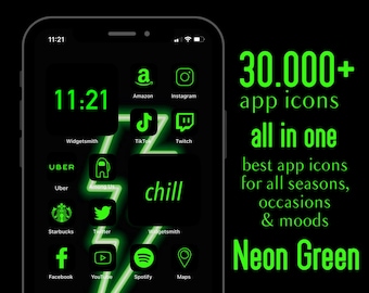 pic Neon Green Aesthetic Widgets neon green ios icons etsy