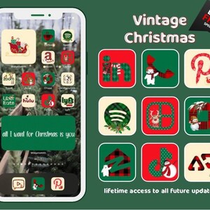 App Icons Vintage Christmas iOS 14 | Xmas, Red and Green, Holidays | Widget Quotes