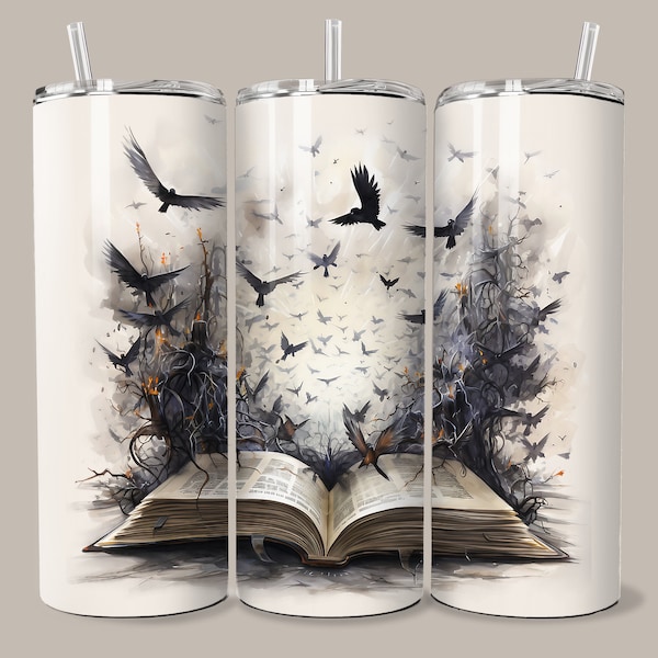 Black Magic PNG Tumbler Template Enchanted Book Wrap Sublimation