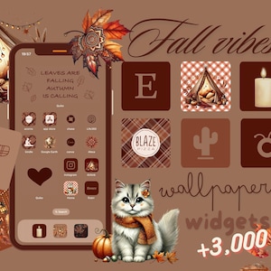 3,000 App Icons Fall Vibes | Beige, burgundy, brown, neutral tones, autumn themed, homescreen aestheticiphone + android pack layout