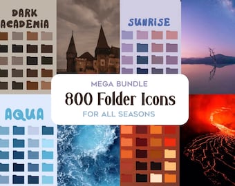 MEGA Bundle Desktop Folder Icons, Summer, Autumn, Winter, Spring, Dark Academia, Blue, Green, Brown, Purple, Colorful, Macbook Organizers