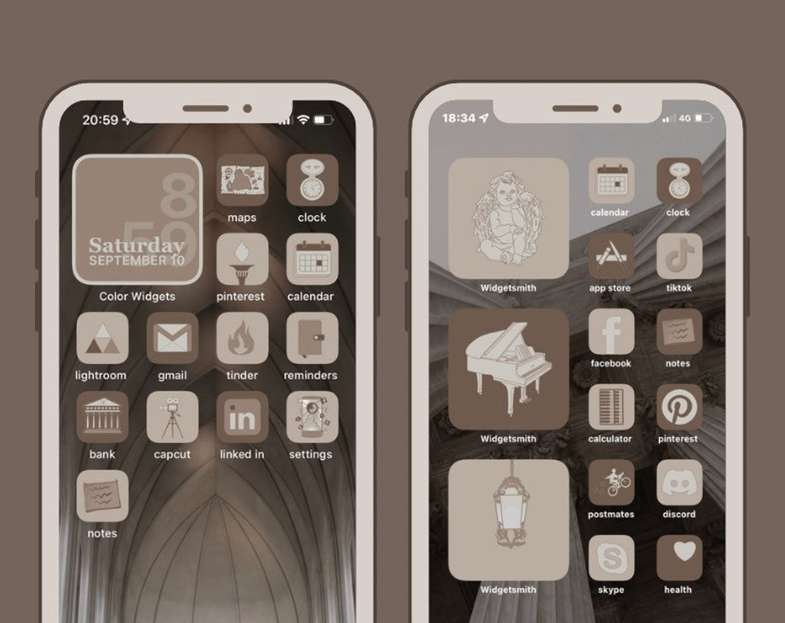Light Academia App Icons Beige Brown Fall Neutral Etsy