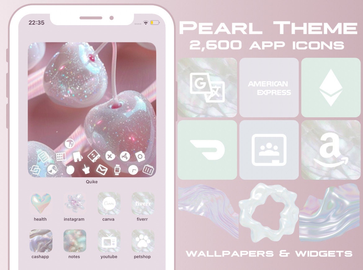 2,500+ App Icons Pearl | Soft, Pink, Blue, Pastel, Cute, Widgets, wallpaper backgrounds