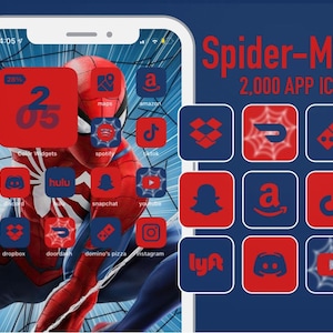 App Icons Red & Blue Navy | Minimal, Aesthetic Home Screen, Movie Inspired | Widgets, widgetsmith, iphone, android and ipad