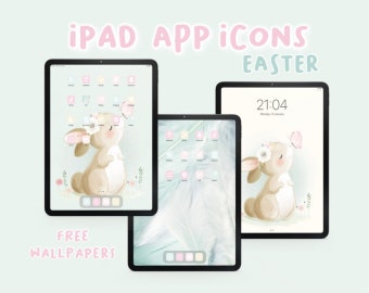 App Icons Easter iOS 14, 15 | spring, pastel pink, light blue, yellow, soft tones icons, aesthetic home screen, iphone and ipad