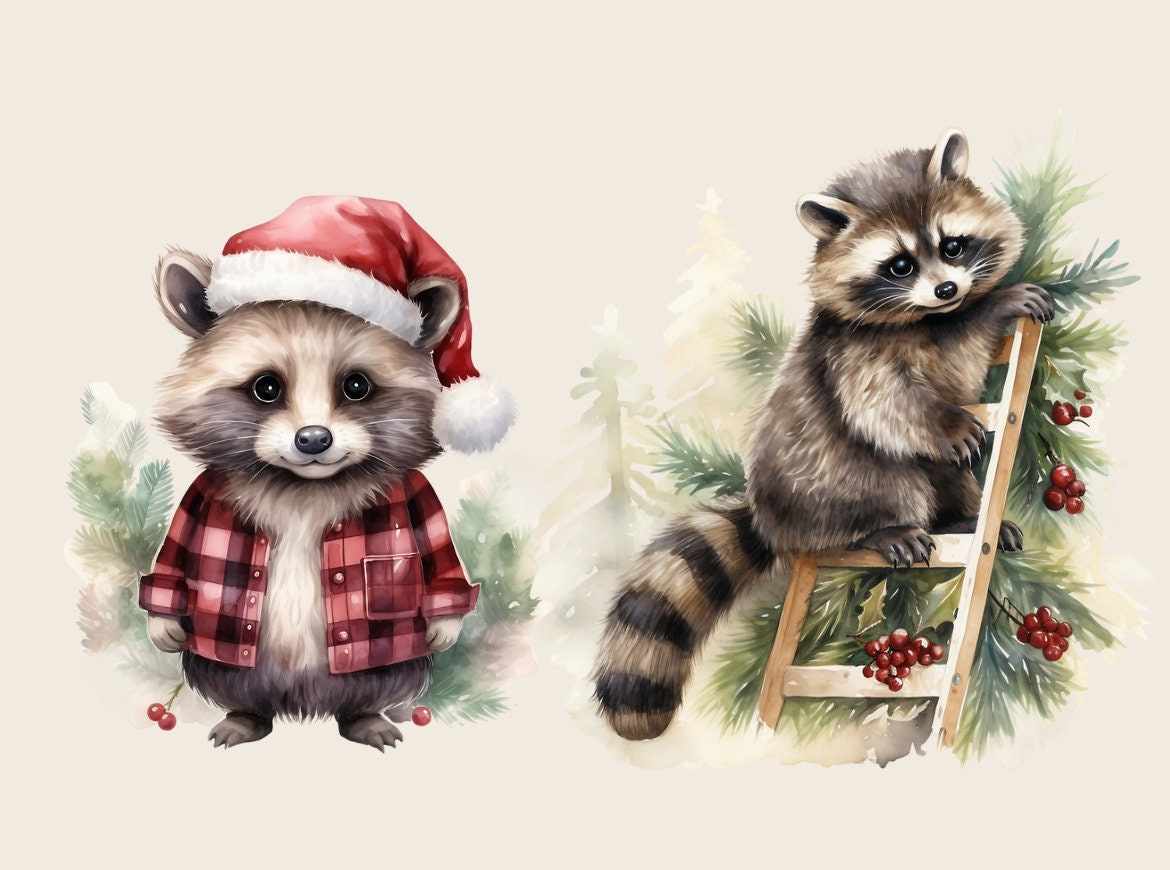 Winter Raccoon Stickers Bundle Graphic by MMShopArt · Creative Fabrica