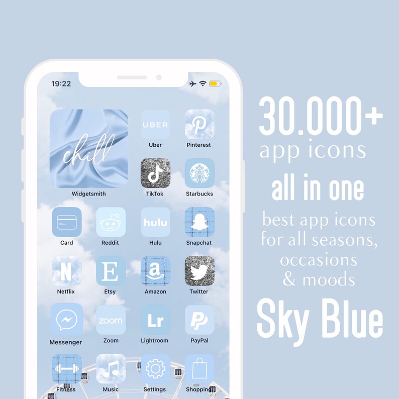 30 000 Ios 14 App Icons Sky Blue Widget With Words Customize Your Iphone Home Screen Aesthetic App Covers Art Collectibles Drawing Illustration Fontane Physio De