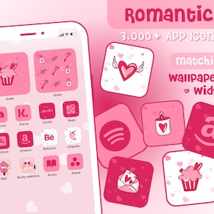 Valentine App Icons, pastel pink, cute, white icons, aesthetic homescreen iphone and android