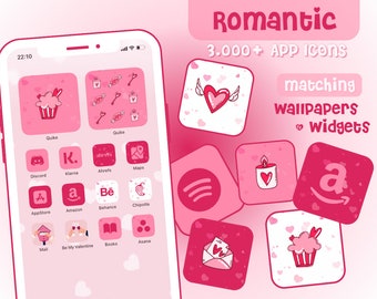 Valentine App Icons, pastel pink, cute, white icons, aesthetic homescreen iphone and android