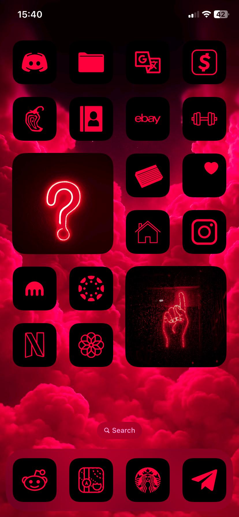 App Icons Neon Rot, Schwarz App Covers, Individuell für deinen Home Screen