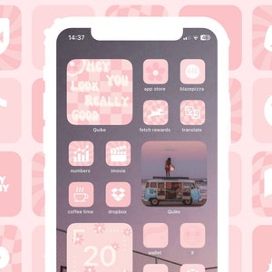 2000+ app-pictogrammen Groovy Pink | Zacht retro, pastelroze, catamel, schattig, zomerwidgets, strand, palmen behang achtergronden