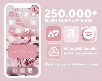 App-pictogrammen blostinten | Roze pastel, stoffig, roze, schattig | Esthetisch aangepast startscherm | Indeling widgetcitaten