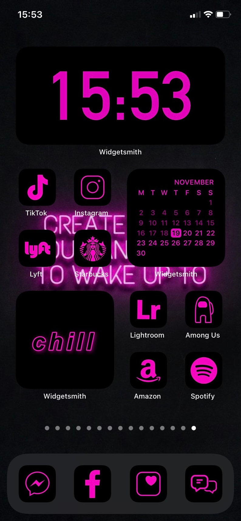 App Icons Neon Pink Black Pink, Aesthetic Home Screen Colorful App Icons, Widgets Neon, iPhone, Android image 8