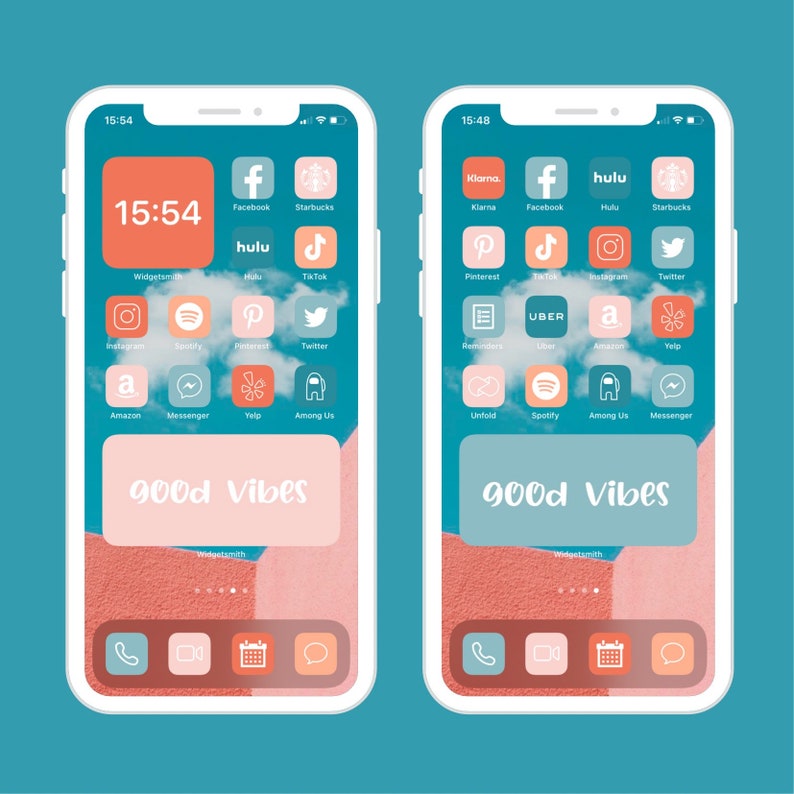 700 App Icons Summer iOS 14 Teal Coral Peach Turquoise Etsy