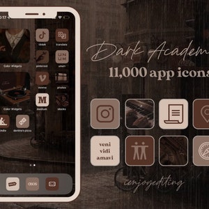 ダークアカデミアアプリアイコン - 茶色の美しいホームスクリーン、ベージュ、居心地の良い、ニュートラルトーン、秋、秋のカバー、ウィジェット、壁紙の背景